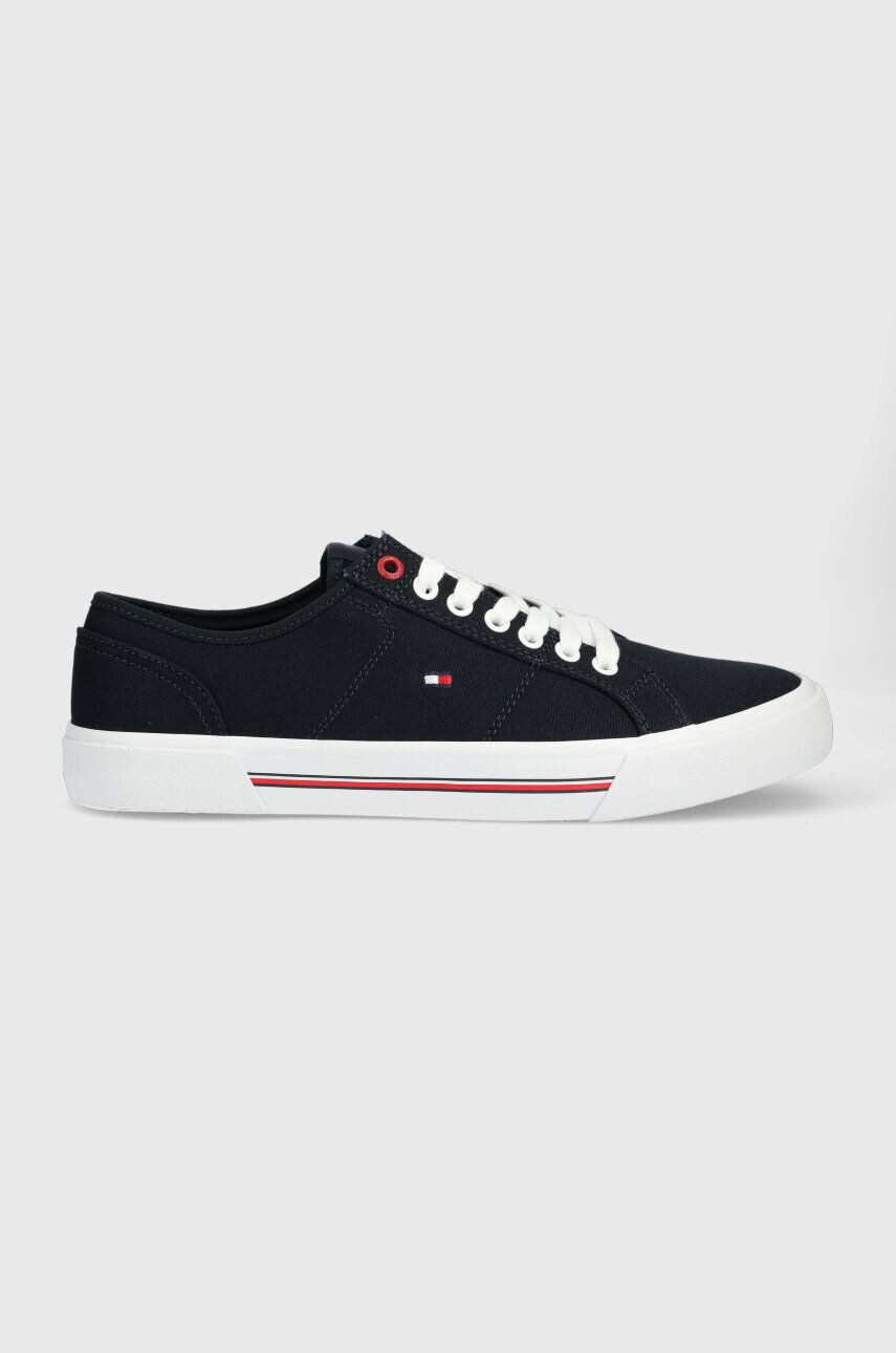 Tommy Hilfiger Tenisky CORE CORPORATE VULC CANVAS pánské tmavomodrá barva - Pepit.cz