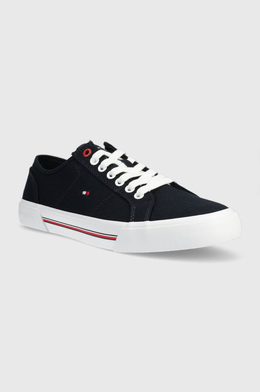 Tommy Hilfiger Tenisky CORE CORPORATE VULC CANVAS pánské tmavomodrá barva - Pepit.cz