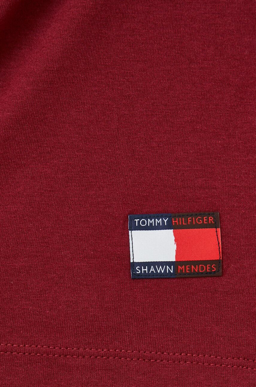 Tommy Hilfiger Tričko x Shawn Mendes vínová barva s potiskem - Pepit.cz