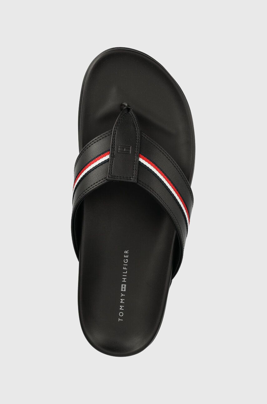 Tommy Hilfiger Žabky HILFIGER LEATHER TOE POST SANDAL pánské černá barva FM0FM04460 - Pepit.cz