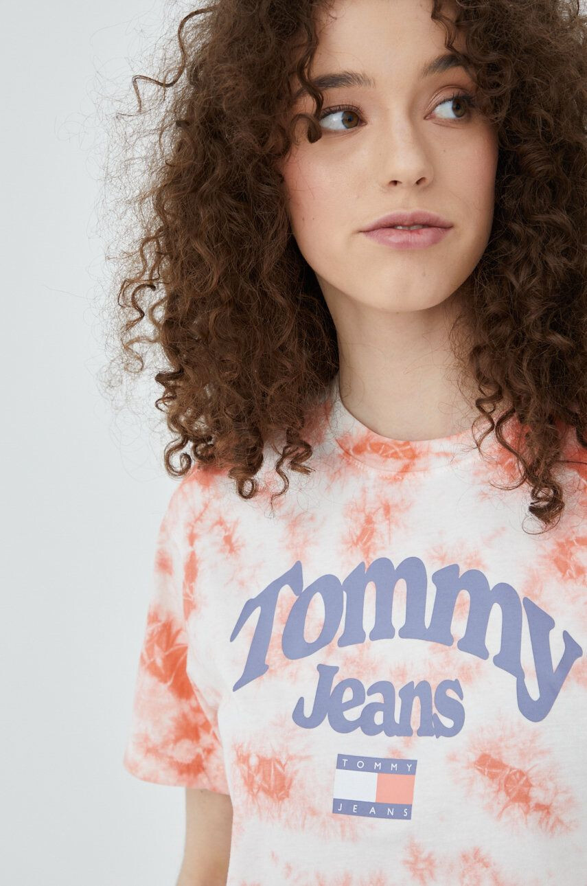 Tommy Jeans Bavlněné tričko růžová barva - Pepit.cz