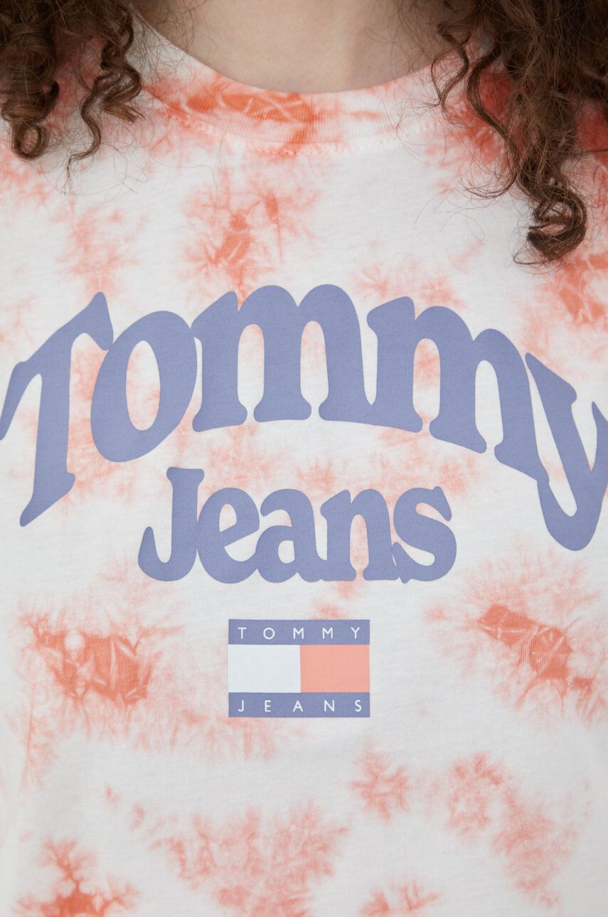 Tommy Jeans Bavlněné tričko růžová barva - Pepit.cz