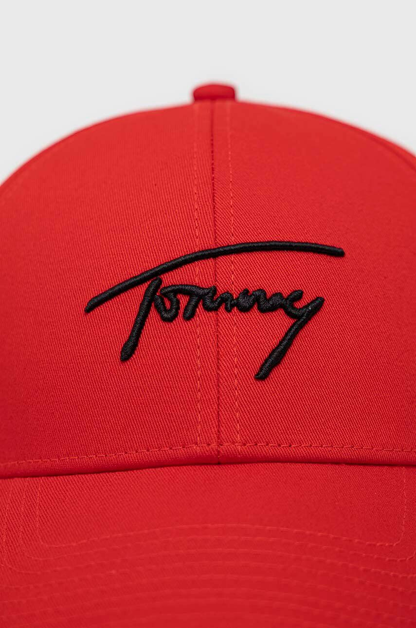 Tommy Jeans Bavlněná baseballová čepice červená barva s aplikací - Pepit.cz