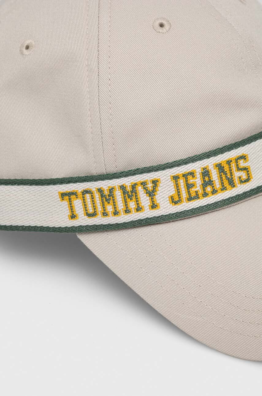 Tommy Jeans Bavlněná baseballová čepice béžová barva s potiskem - Pepit.cz