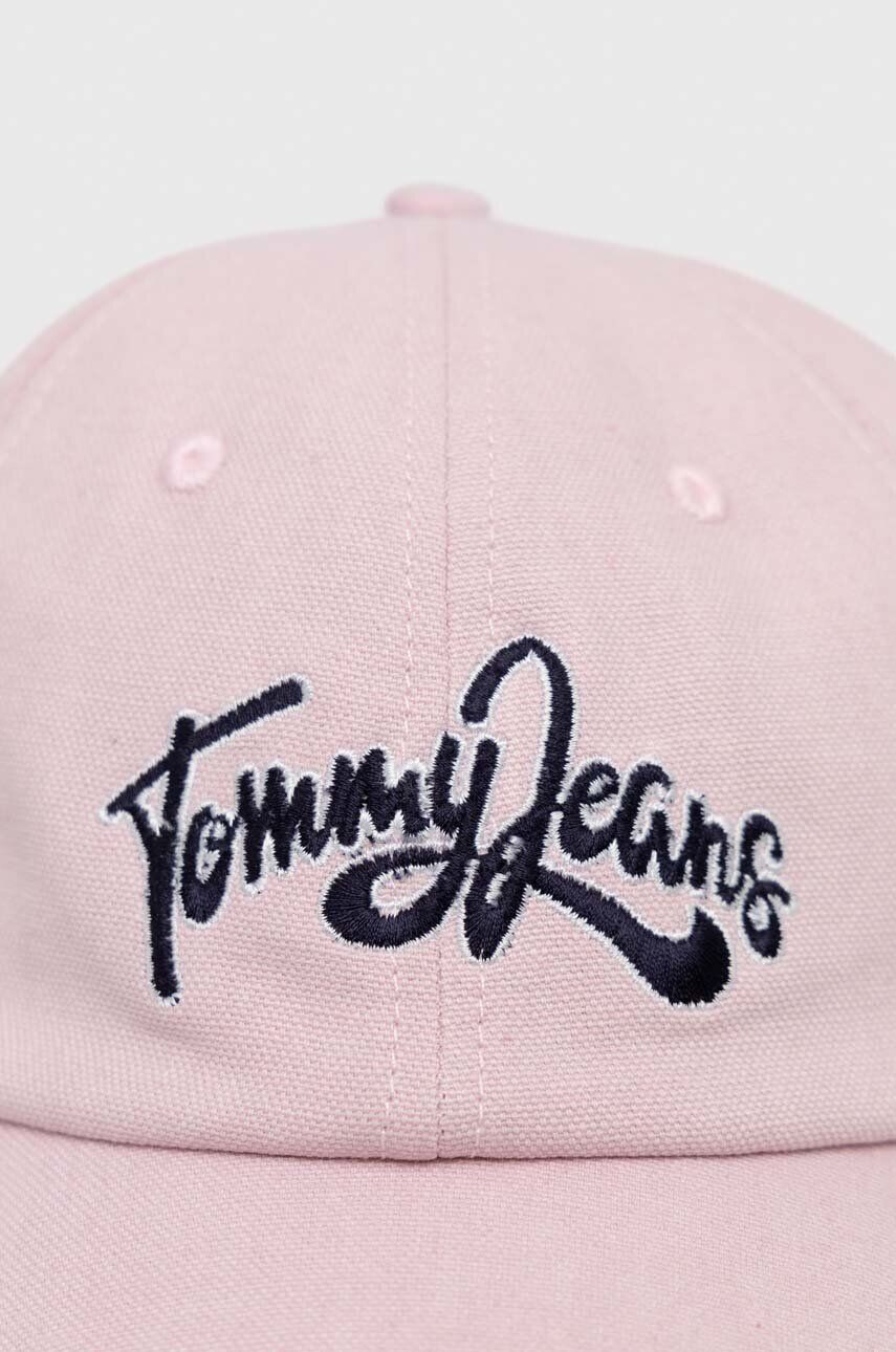 Tommy Jeans Bavlněná baseballová čepice růžová barva s aplikací - Pepit.cz