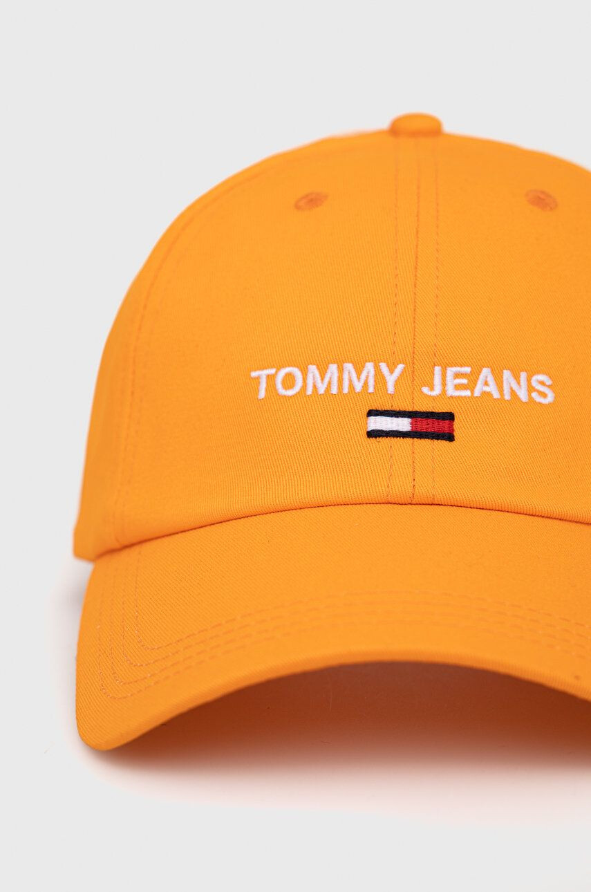 Tommy Jeans Bavlněná čepice oranžová barva s aplikací - Pepit.cz