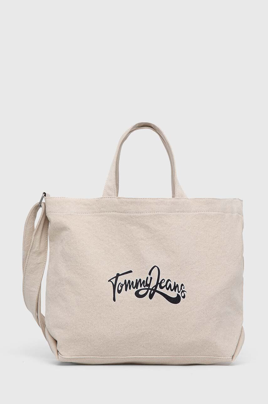 Tommy Jeans Bavlněná kabelka béžová barva - Pepit.cz