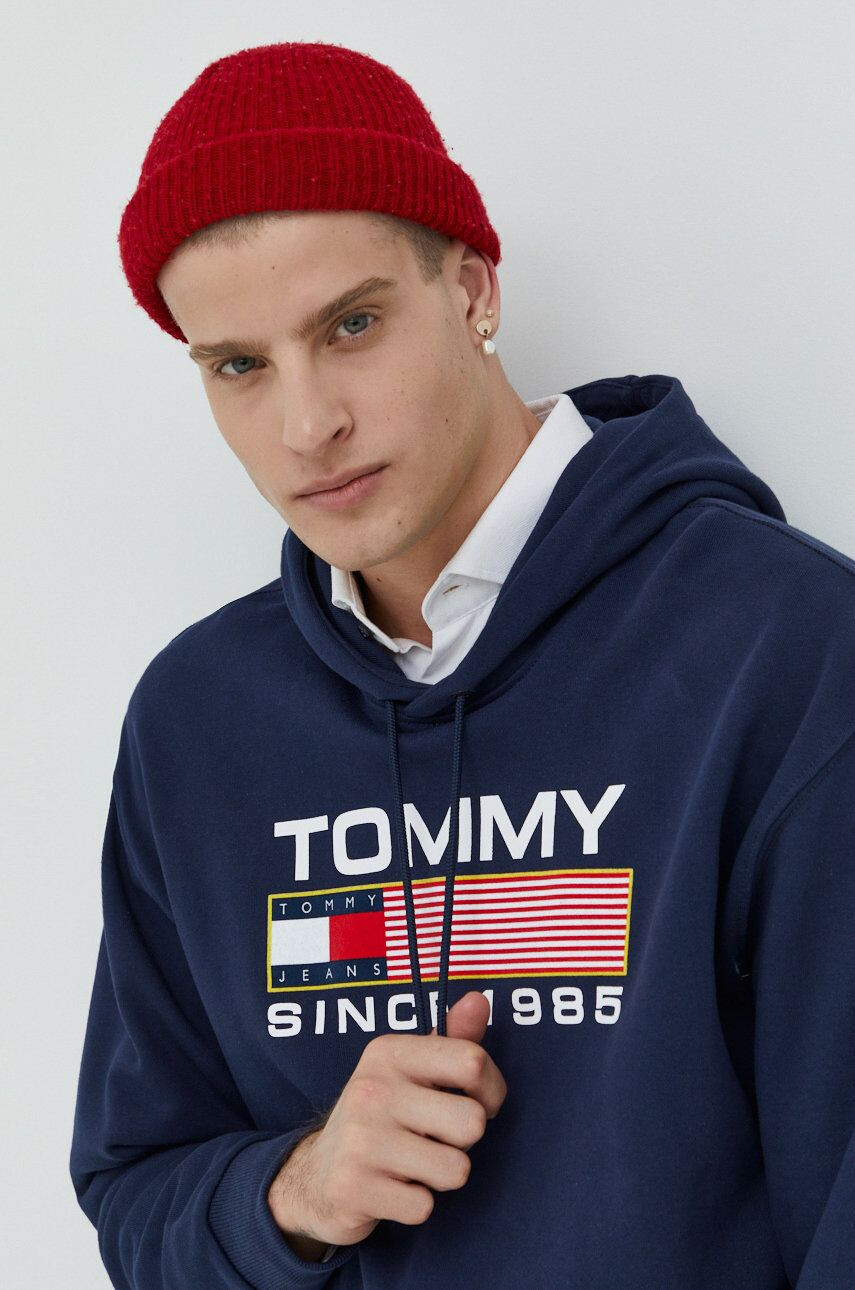 Tommy Jeans Bavlněná mikina pánská tmavomodrá barva s aplikací - Pepit.cz