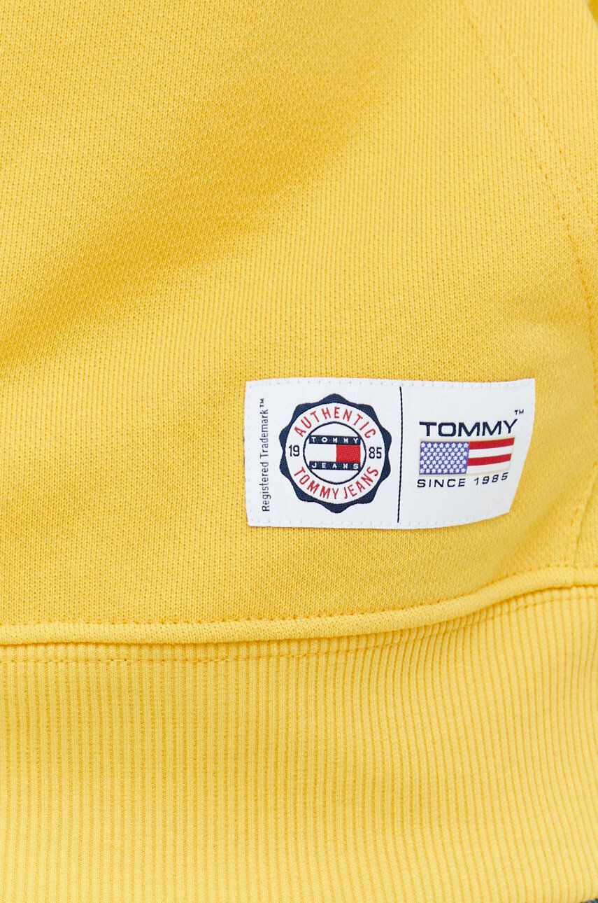 Tommy Jeans Bavlněná mikina pánská žlutá barva s kapucí s potiskem - Pepit.cz