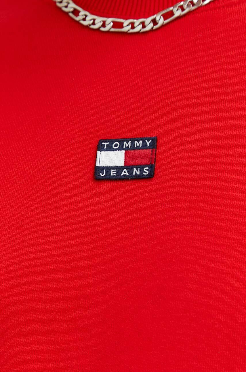 Tommy Jeans Bavlněná mikina pánská červená barva s aplikací - Pepit.cz