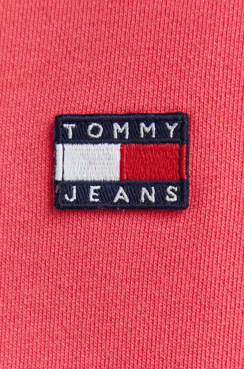 Tommy Jeans Bavlněná mikina pánská růžová barva s kapucí s aplikací - Pepit.cz