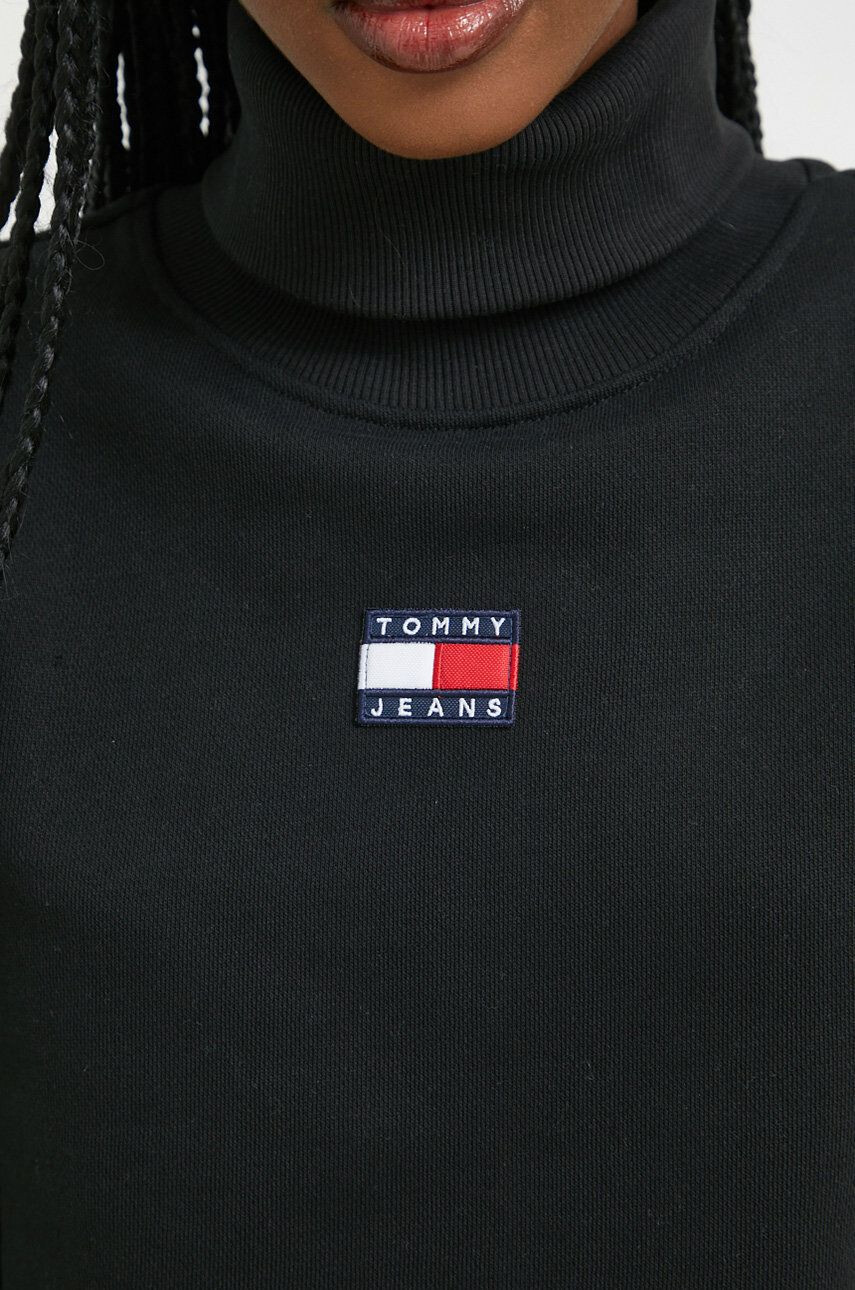 Tommy Jeans Bavlněná mikina pánská černá barva s kapucí s aplikací - Pepit.cz