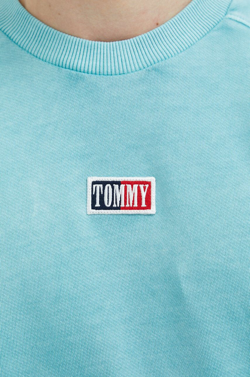 Tommy Jeans Bavlněná mikina pánská zelená barva s aplikací - Pepit.cz