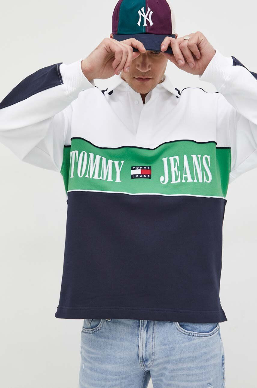 Tommy Jeans Bavlněná mikina pánská tmavomodrá barva s aplikací - Pepit.cz