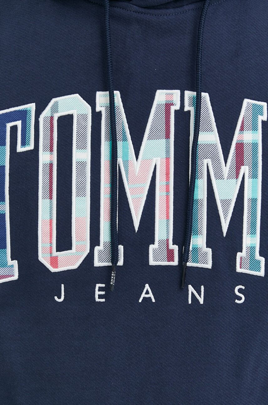 Tommy Jeans Bavlněná mikina pánská tmavomodrá barva s kapucí s aplikací - Pepit.cz