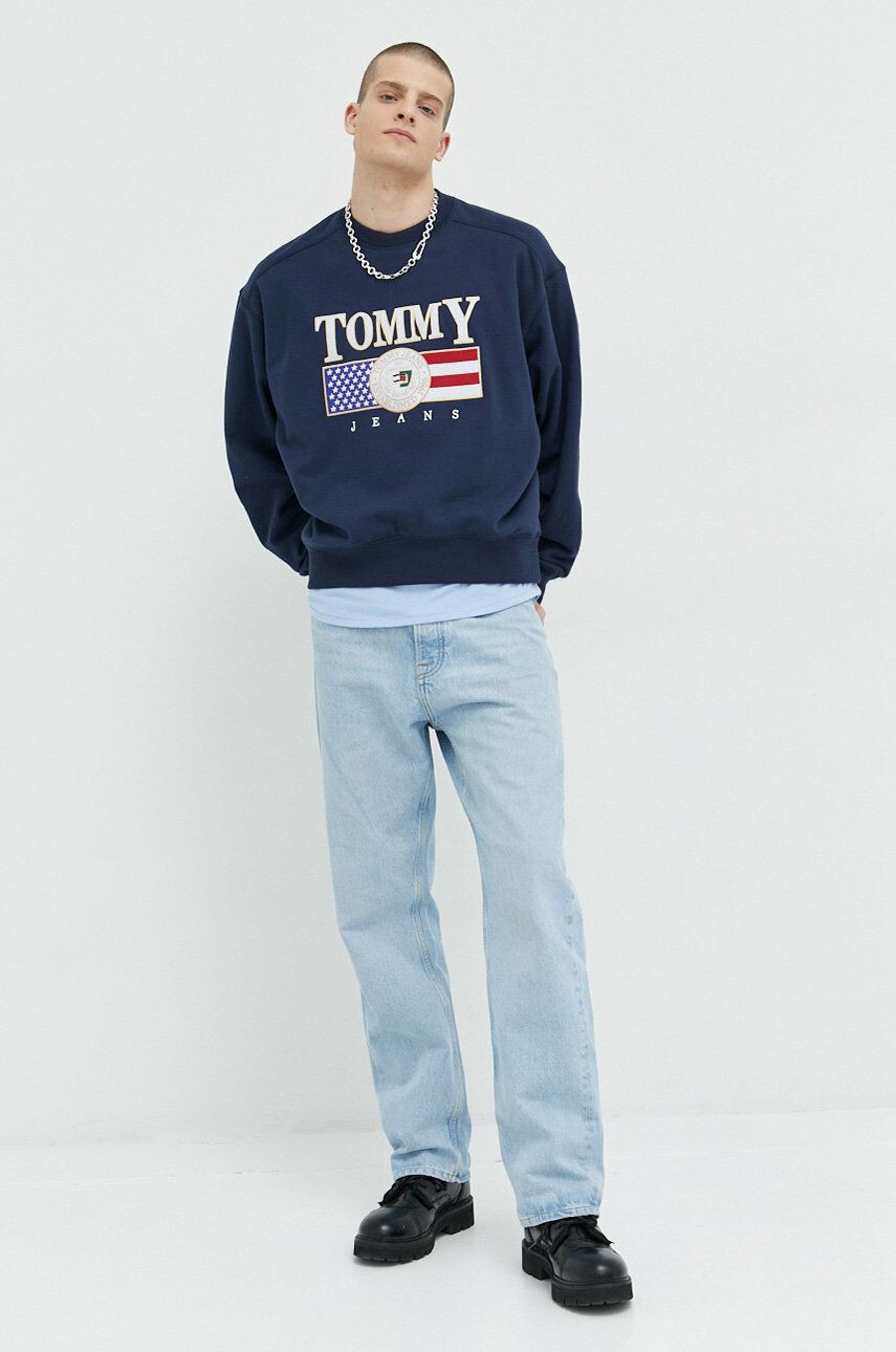 Tommy Jeans Bavlněná mikina pánská černá barva hladká - Pepit.cz