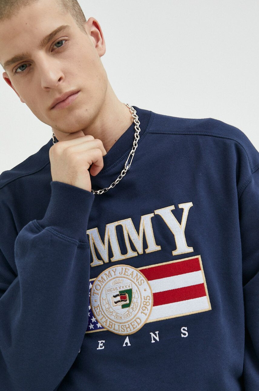 Tommy Jeans Bavlněná mikina pánská černá barva hladká - Pepit.cz