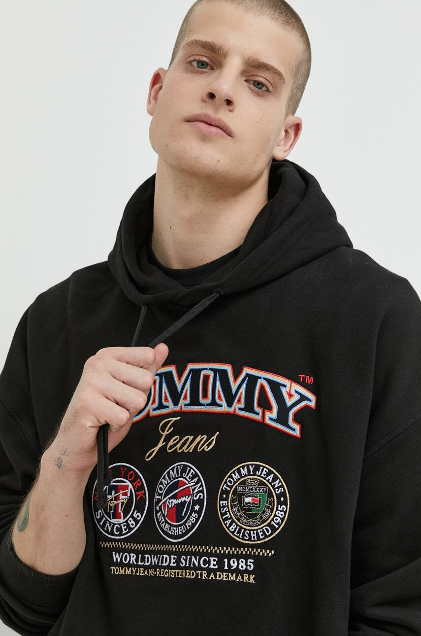 Tommy Jeans Bavlněná mikina pánská zelená barva s aplikací - Pepit.cz