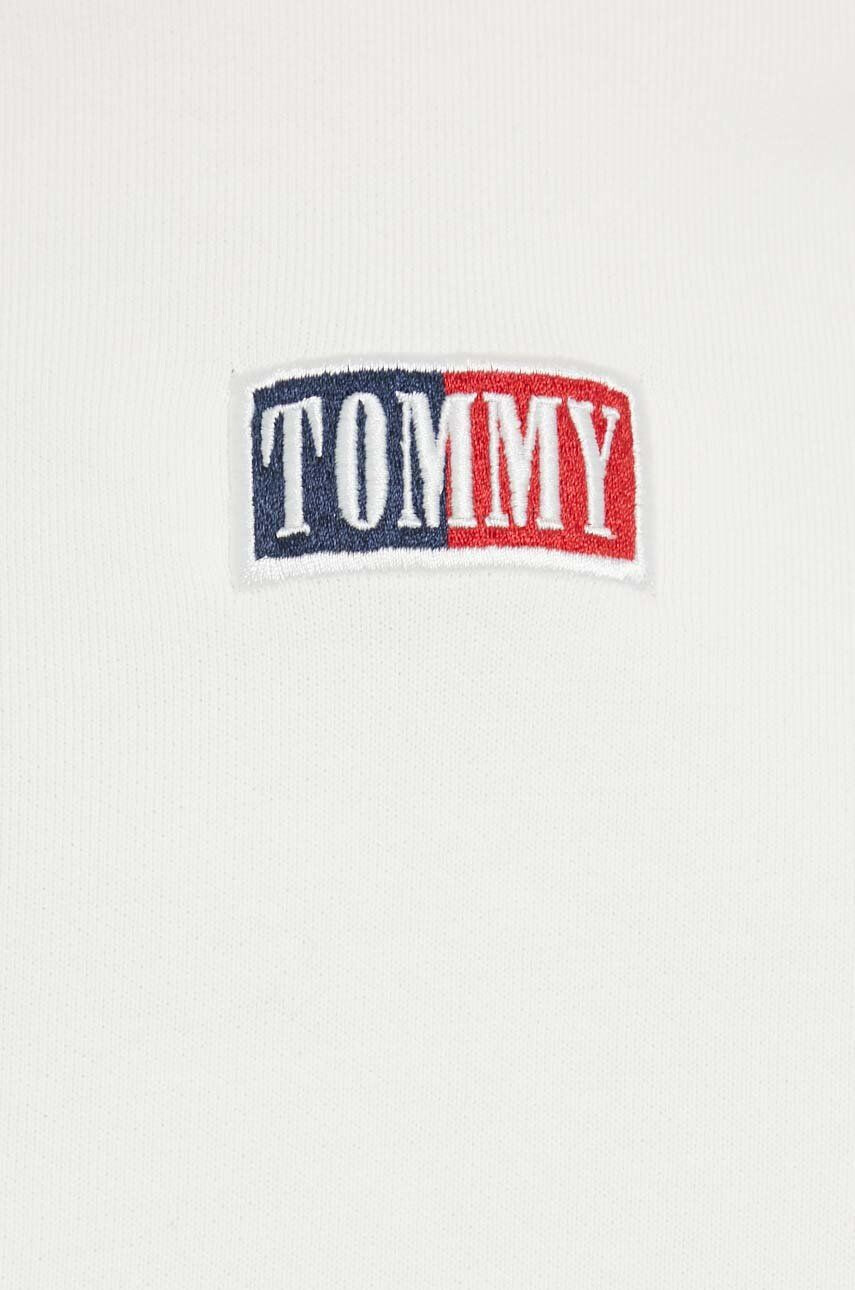 Tommy Jeans Bavlněná mikina dámská zelená barva s kapucí vzorovaná - Pepit.cz