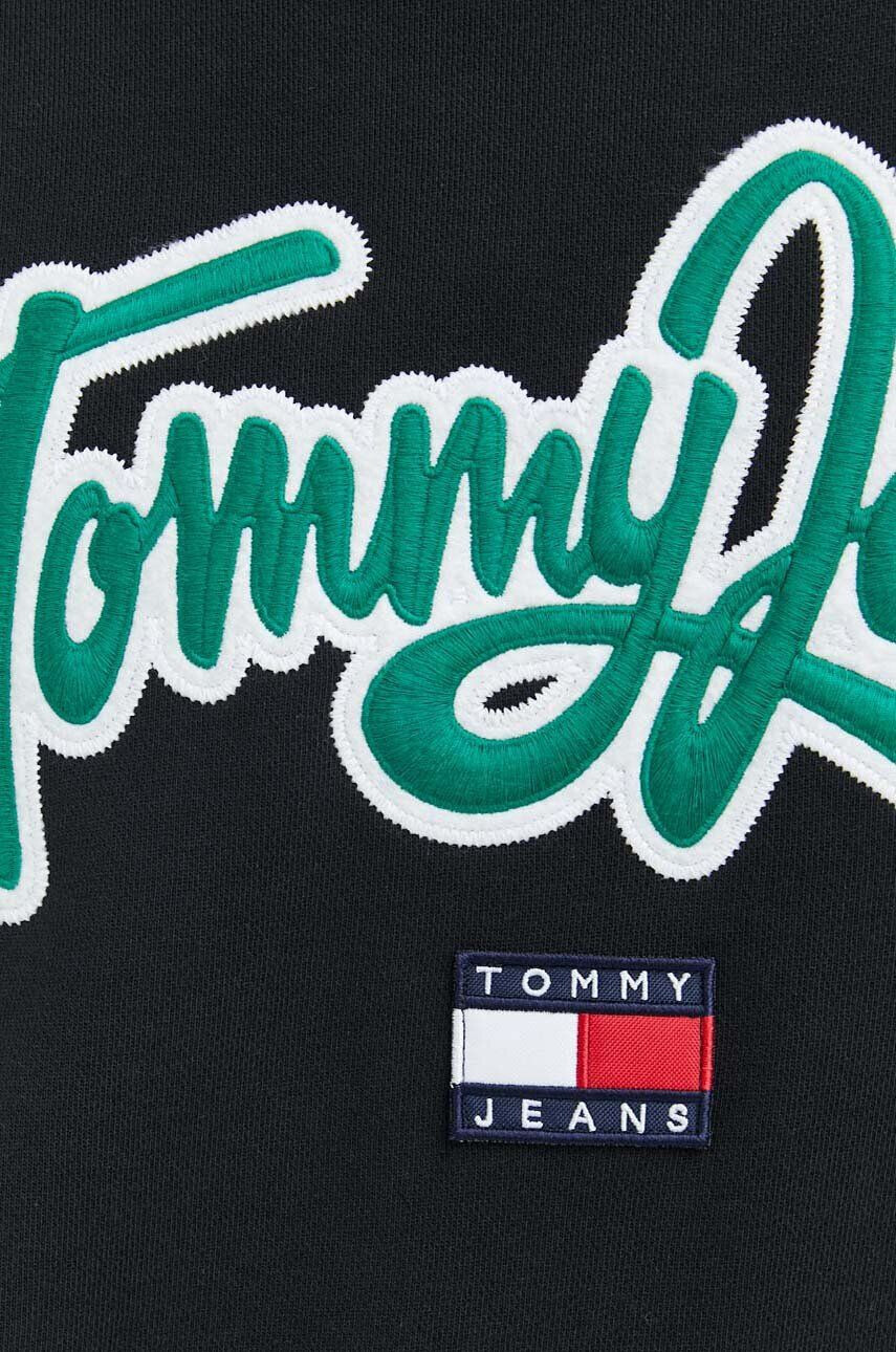 Tommy Jeans Bavlněná mikina pánská černá barva s aplikací - Pepit.cz