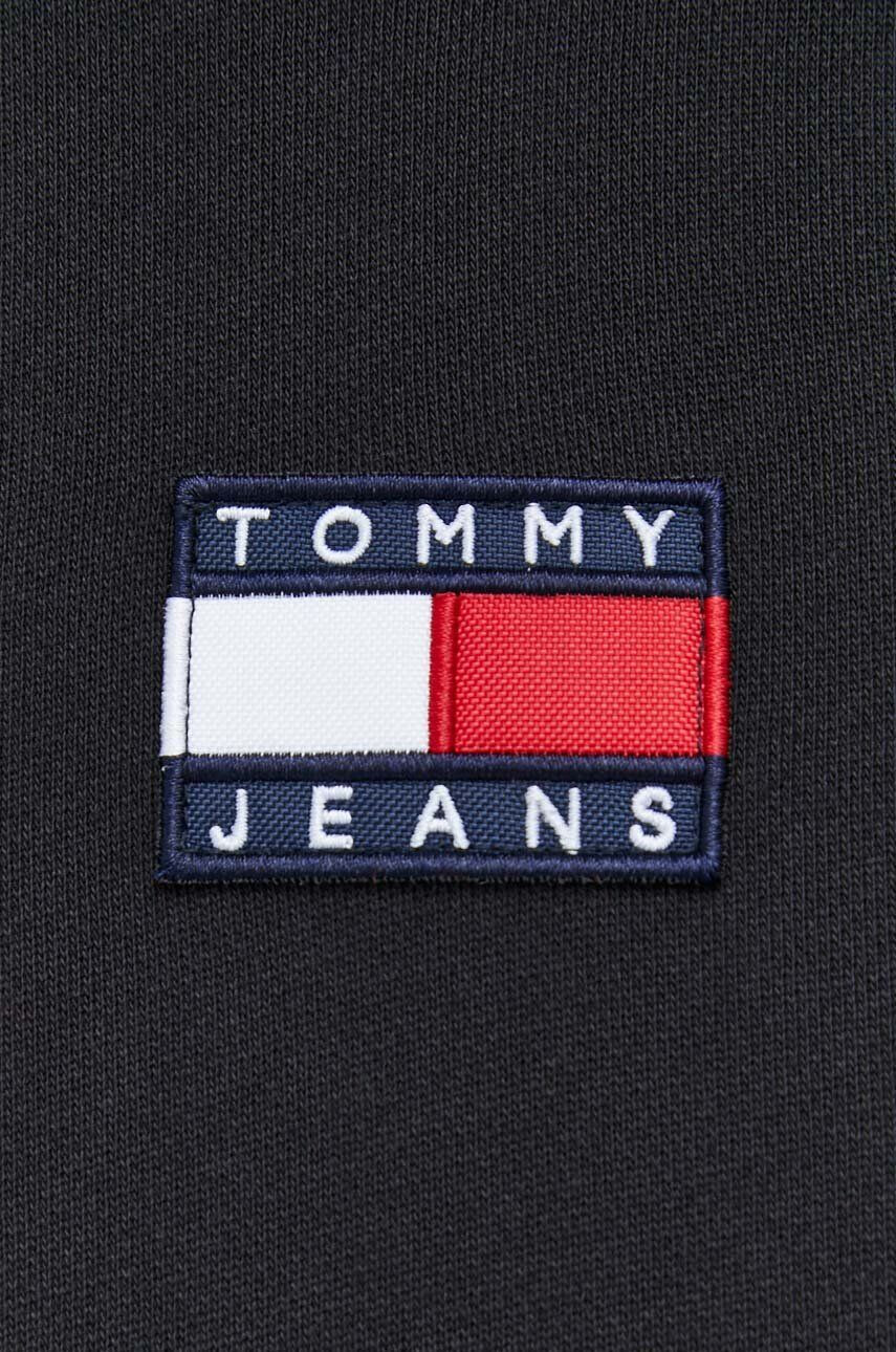 Tommy Jeans Bavlněná mikina pánská černá barva s kapucí s aplikací - Pepit.cz