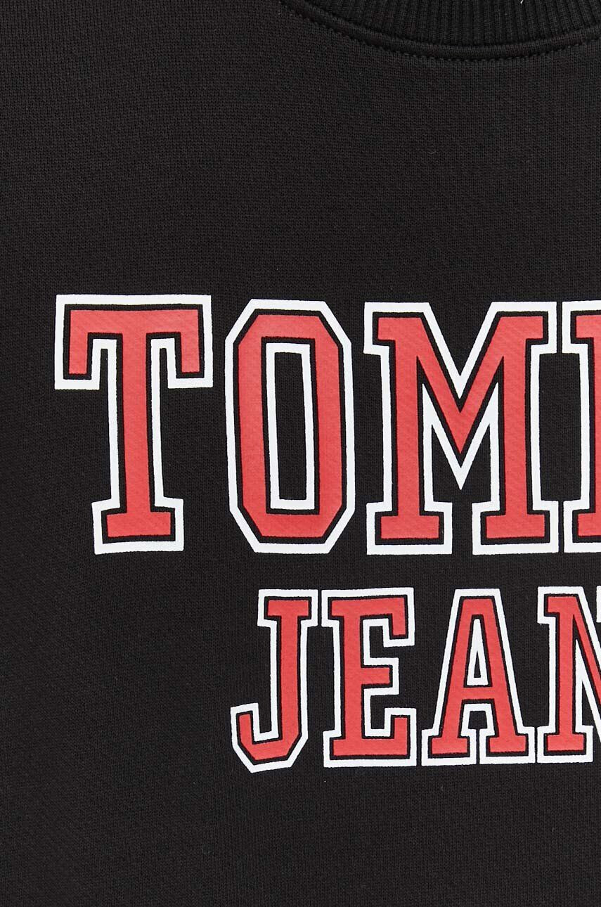 Tommy Jeans Bavlněná mikina pánská černá barva s potiskem - Pepit.cz