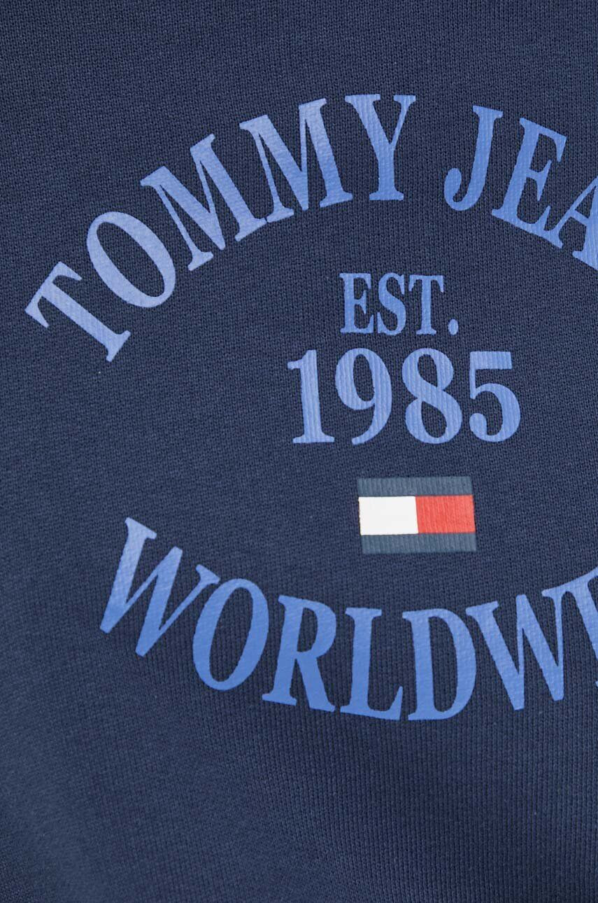 Tommy Jeans Bavlněná mikina dámská tmavomodrá barva s potiskem - Pepit.cz