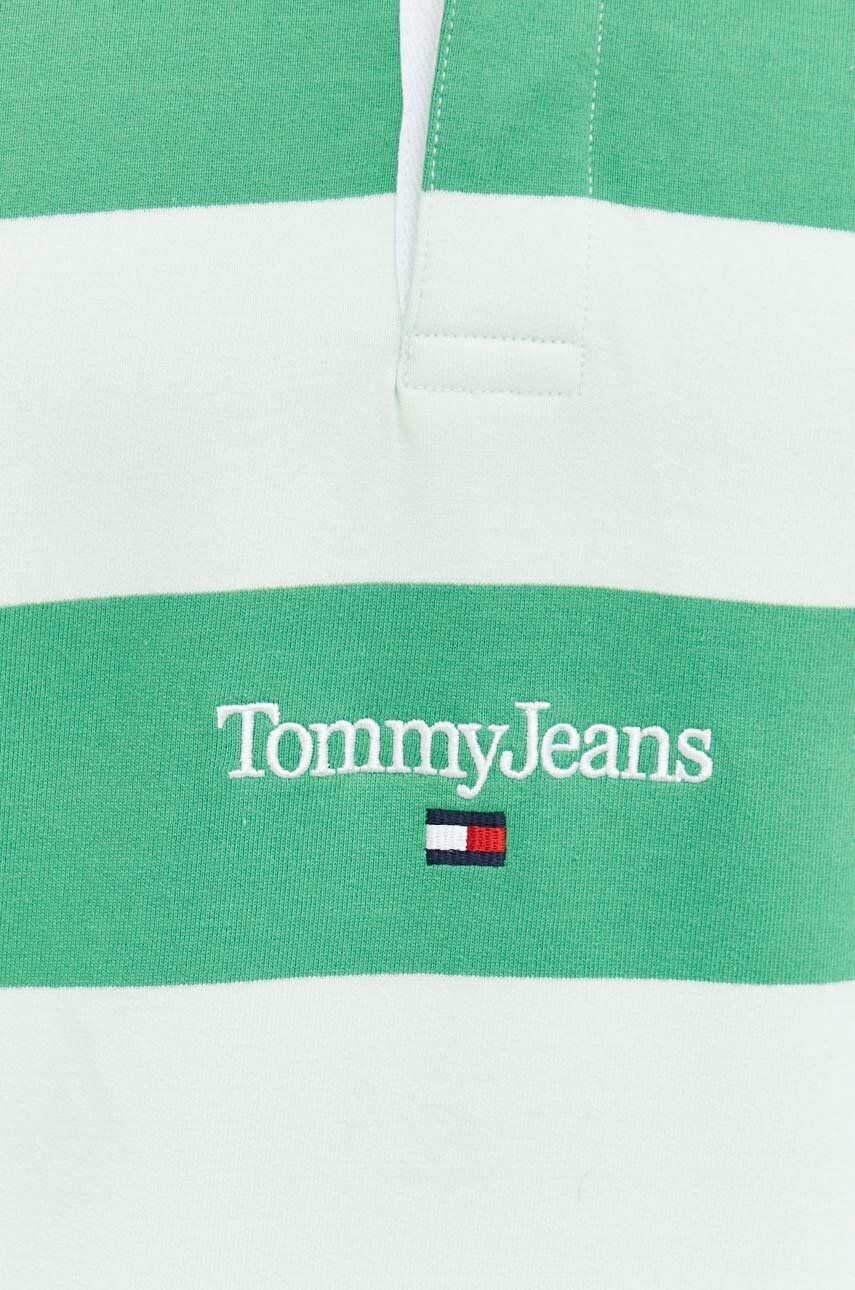 Tommy Jeans Bavlněná mikina pánská zelená barva vzorovaná - Pepit.cz