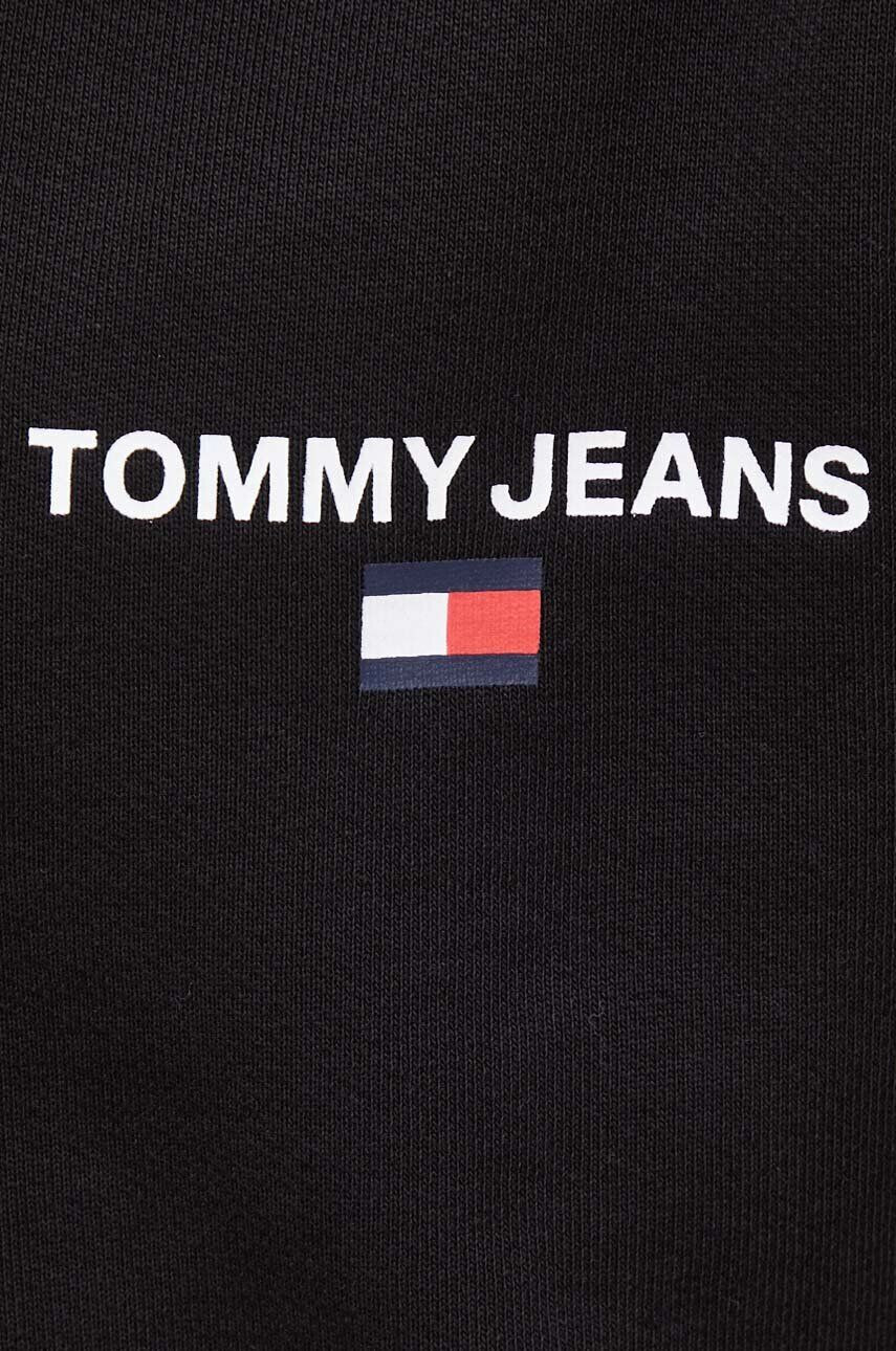 Tommy Jeans Bavlněná mikina pánská černá barva s kapucí s potiskem - Pepit.cz