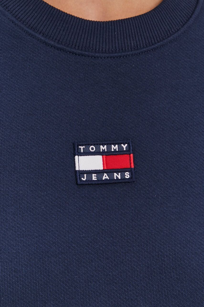 Tommy Jeans Bavlněná mikina dámská tmavomodrá barva s potiskem - Pepit.cz