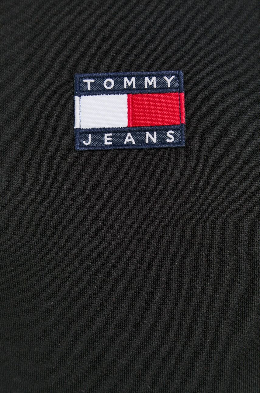 Tommy Jeans Bavlněná mikina pánská černá barva s aplikací - Pepit.cz