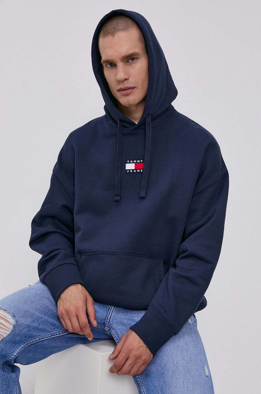 Tommy Jeans Bavlněná mikina pánská tmavomodrá barva s aplikací - Pepit.cz