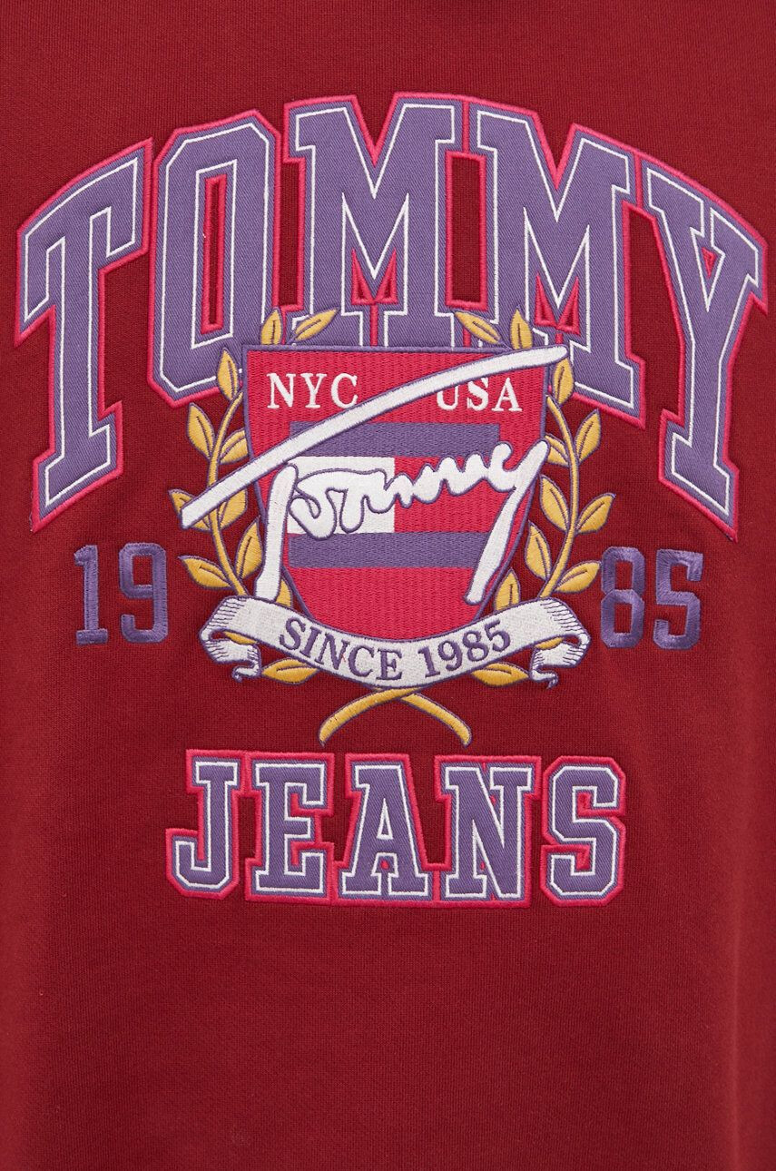 Tommy Jeans Bavlněná mikina pánská vínová barva s aplikací - Pepit.cz