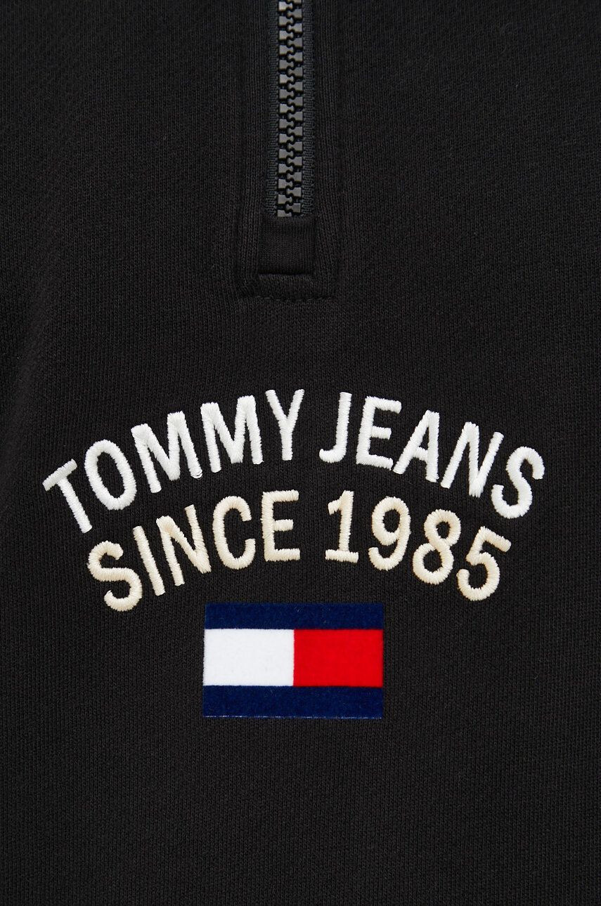 Tommy Jeans Bavlněná mikina pánská černá barva s aplikací - Pepit.cz