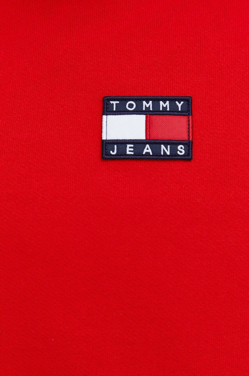 Tommy Jeans Bavlněná mikina pánská červená barva s aplikací - Pepit.cz