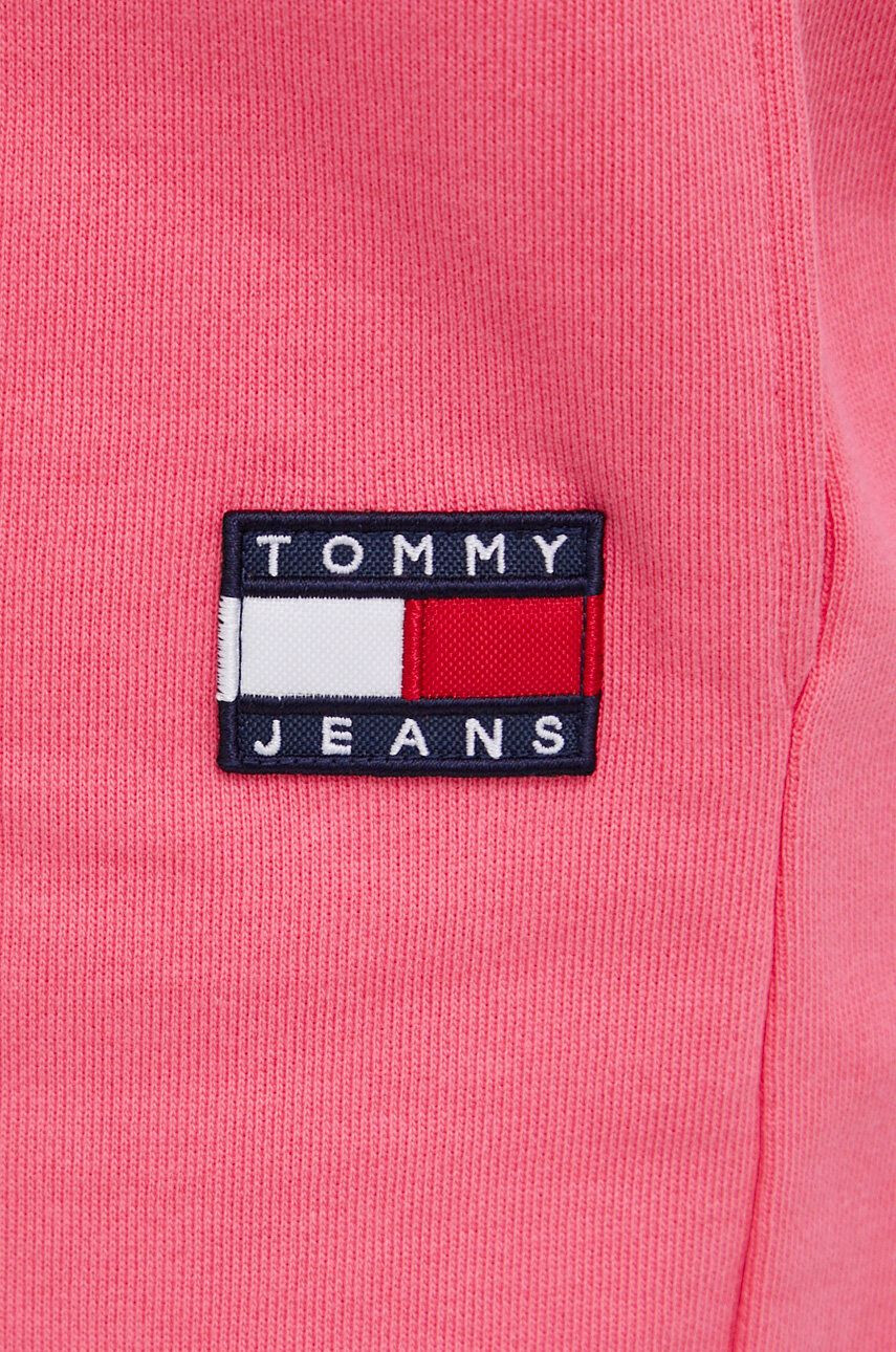 Tommy Jeans Bavlněné kalhoty dámské růžová barva hladké - Pepit.cz