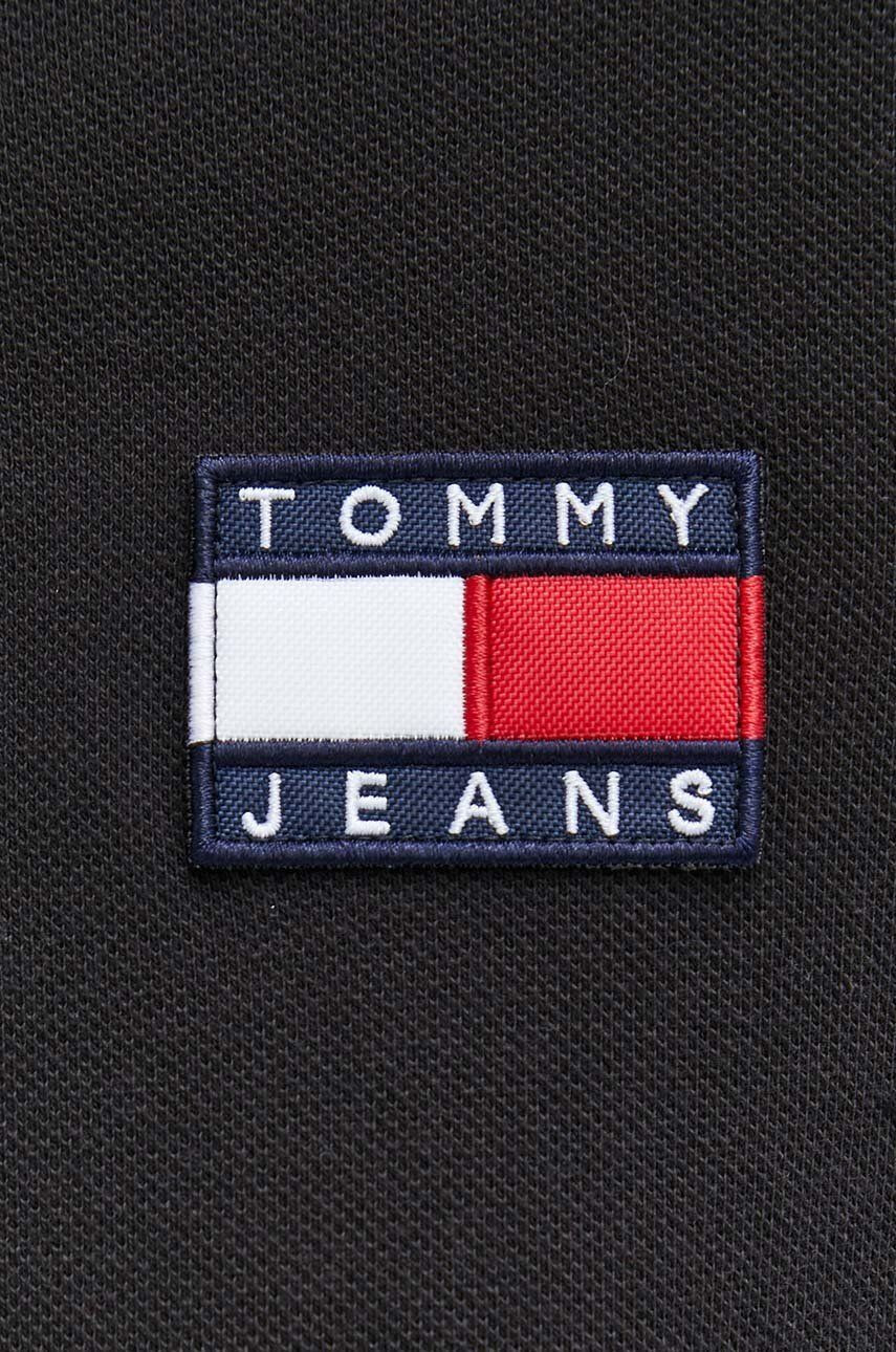 Tommy Jeans Bavlněné polo tričko černá barva s aplikací - Pepit.cz