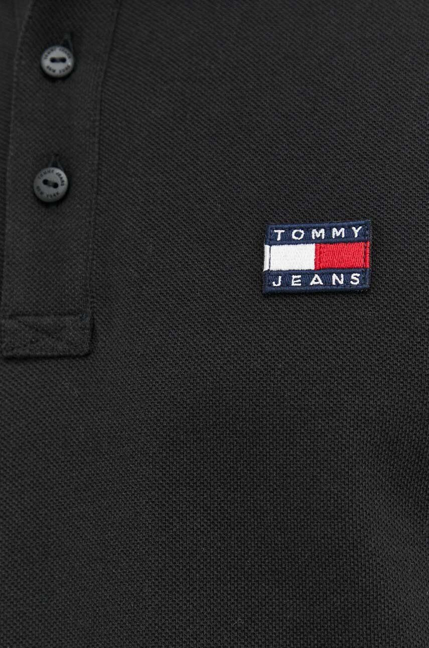 Tommy Jeans Bavlněné polo tričko černá barva s aplikací - Pepit.cz