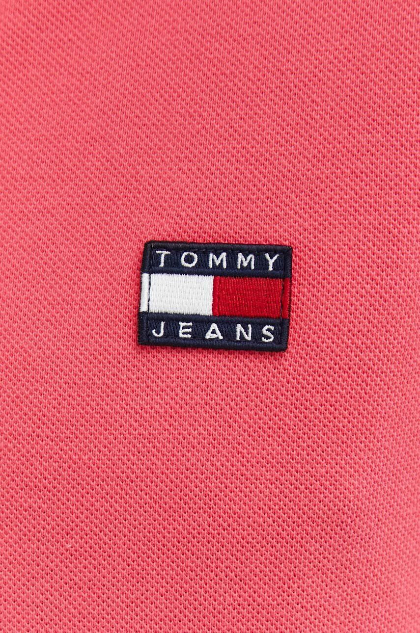 Tommy Jeans Bavlněné polo tričko růžová barva s aplikací - Pepit.cz