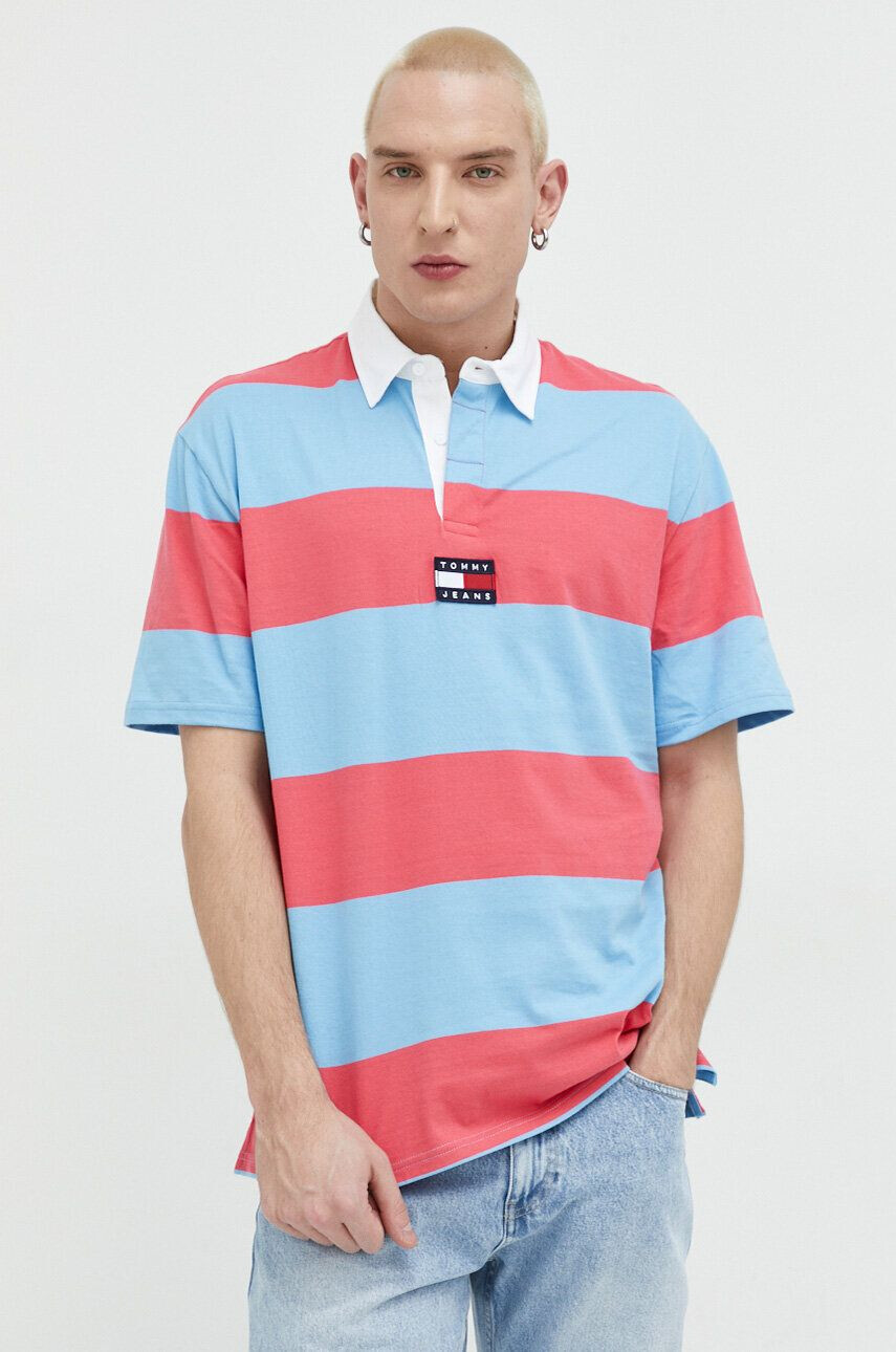 Tommy Jeans Bavlněné polo tričko růžová barva - Pepit.cz