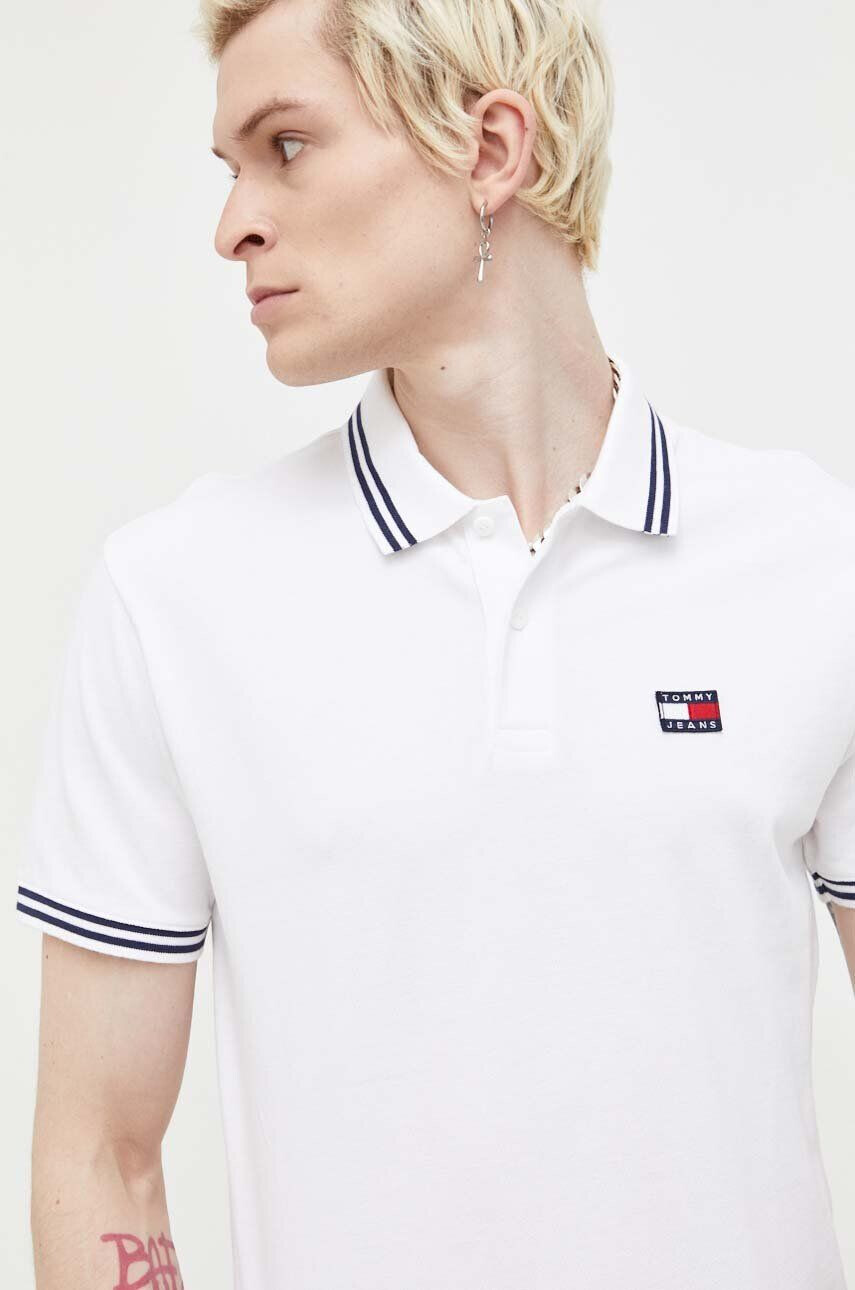 Tommy Jeans Bavlněné polo tričko bílá barva - Pepit.cz