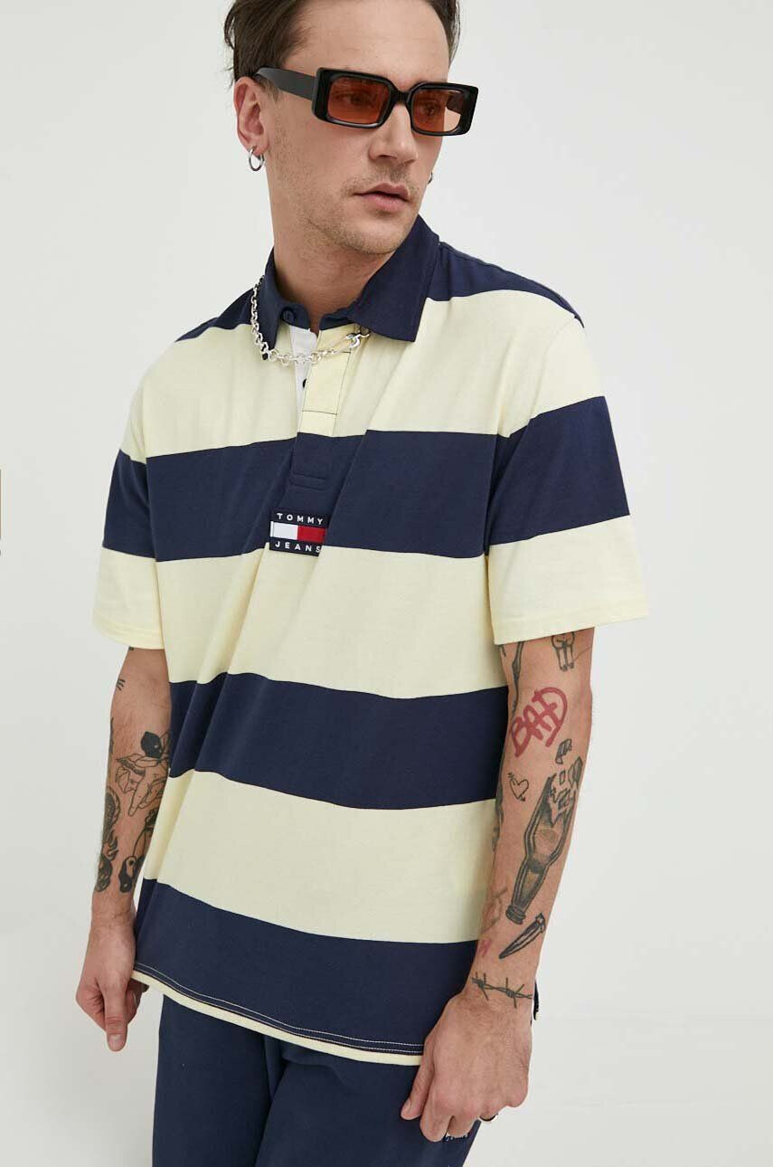 Tommy Jeans Bavlněné polo tričko žlutá barva - Pepit.cz