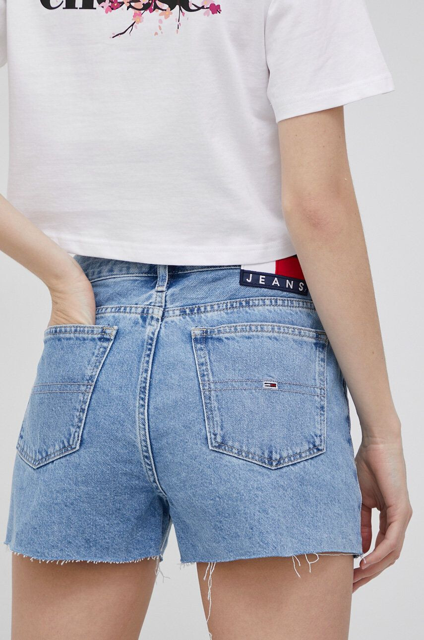 Tommy Jeans Bavlněné riflové kraťasy Bf0012 dámské hladké high waist - Pepit.cz