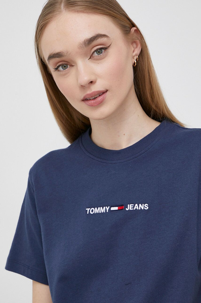 Tommy Jeans Bavlněné tričko tmavomodrá barva - Pepit.cz