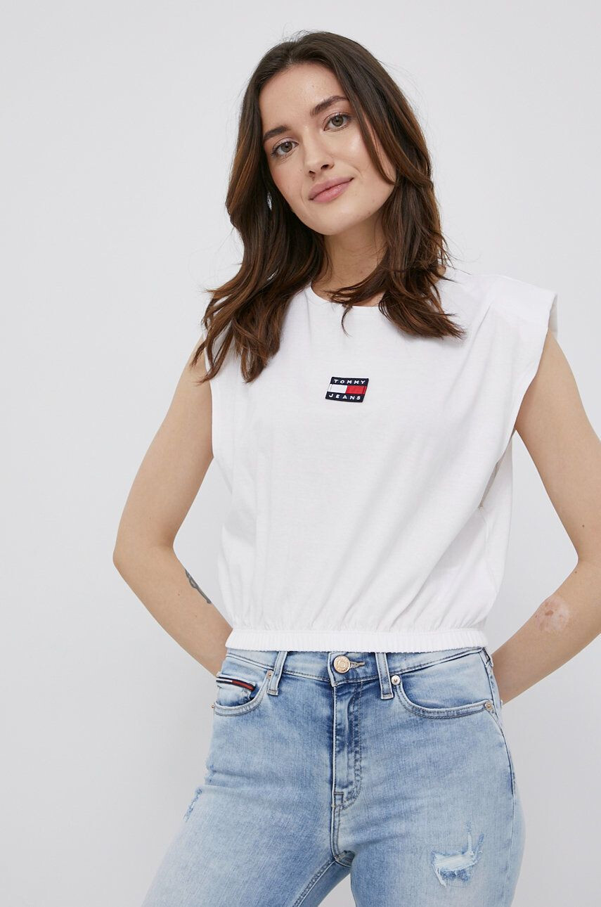 Tommy Jeans Bavlněné tričko bílá barva - Pepit.cz