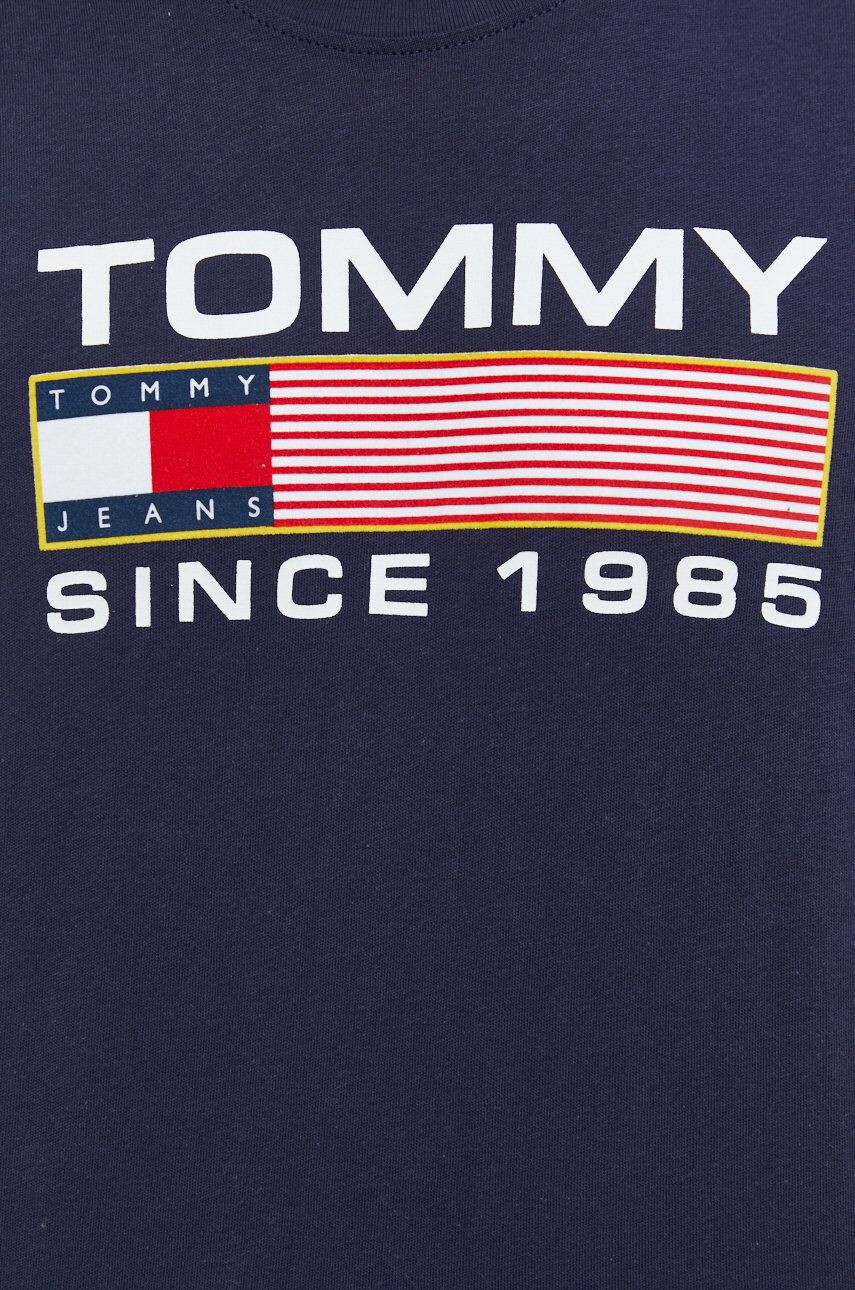 Tommy Jeans Bavlněné tričko tmavomodrá barva s potiskem - Pepit.cz