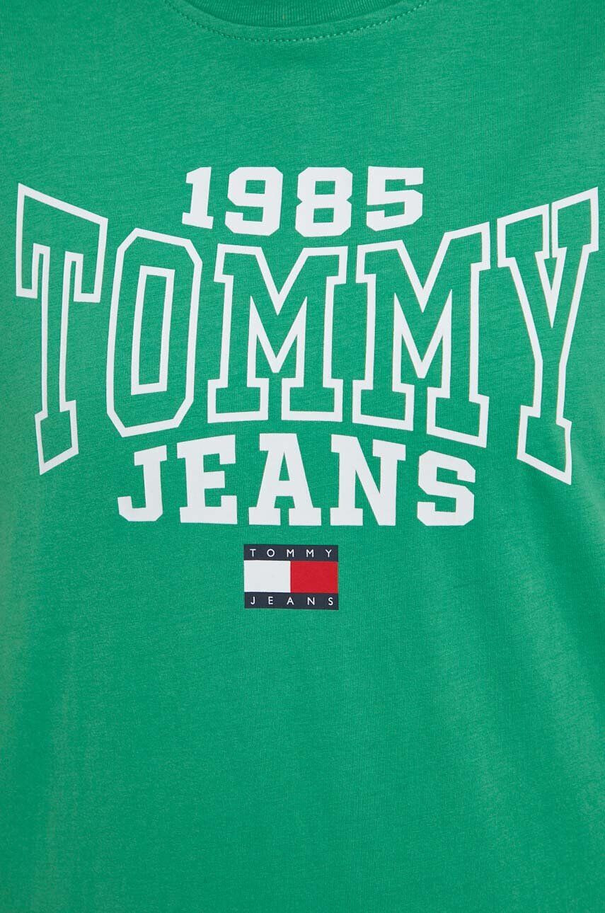 Tommy Jeans Bavlněné tričko zelená barva - Pepit.cz