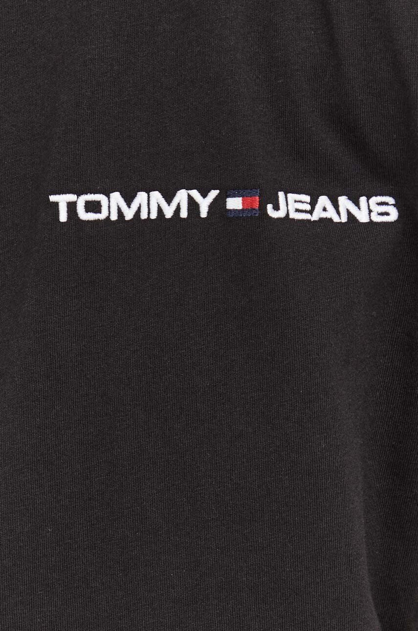 Tommy Jeans Bavlněné tričko černá barva s aplikací - Pepit.cz