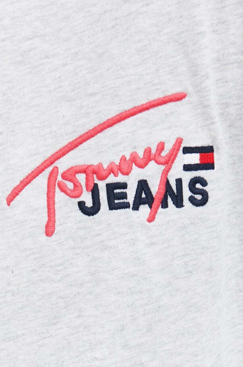 Tommy Jeans Bavlněné tričko šedá barva s aplikací - Pepit.cz