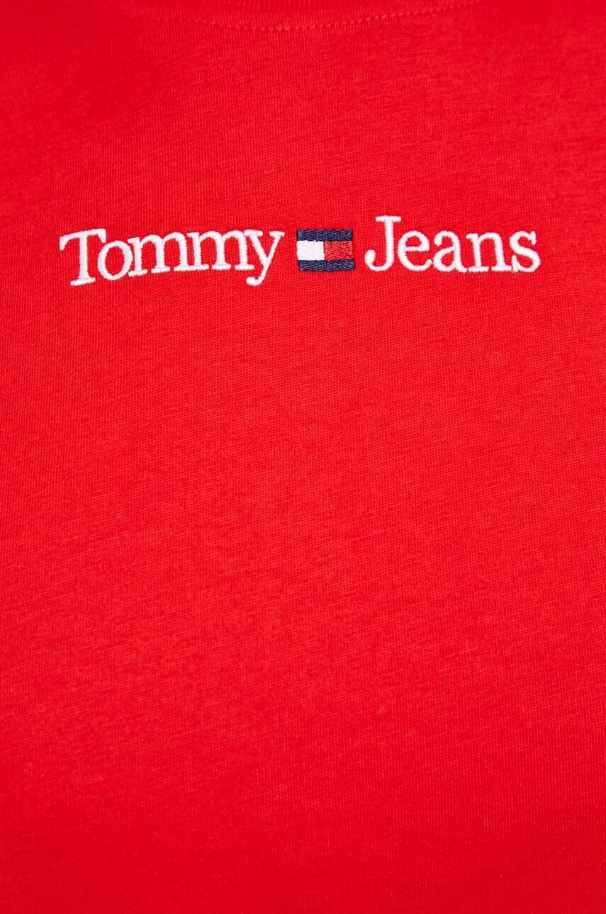 Tommy Jeans Bavlněné tričko červená barva - Pepit.cz